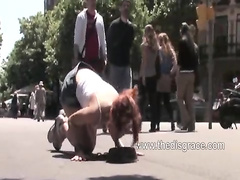 Redhead tiedup and fucked on the streets