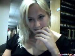 Flashing Her Tits And Pussy In A Libary