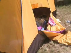 19yo teenie Loly jerking off in a tent