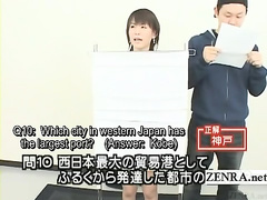 Subtitled Japan quiz show featuring a nude contestant