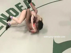 Feisty blonde wrestles a gorgeous black woman and wins the chanc