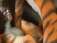 Fetish sex with amateurs painted as tigers