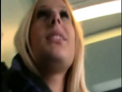 Busty euro blonde blows and is fucked in public traintoilet
