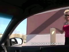Street walker with swagger public sucking of a cock in a car