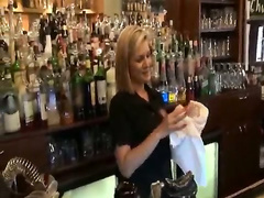 Lovely euro bartender fucked during her work to earn much more c