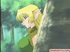 Bondage hentai Elf with bigboobs hot fucked bigcock in the fores