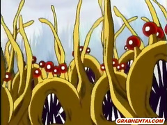 Hentai girls caught and hot drilled by monster tentacles