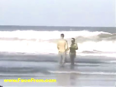 young couple want fuck on the beach
