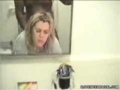 Blonde Slut Bends Over In Bathroom