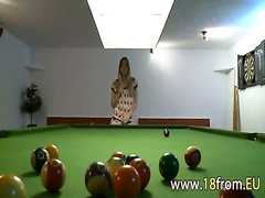 Lesbians in heels on the billiards