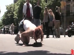 Beautiful Spanish redhead Justine fucked on the streets