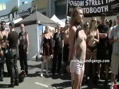 Sluts tied naked outdoor in public group sex festival learning h
